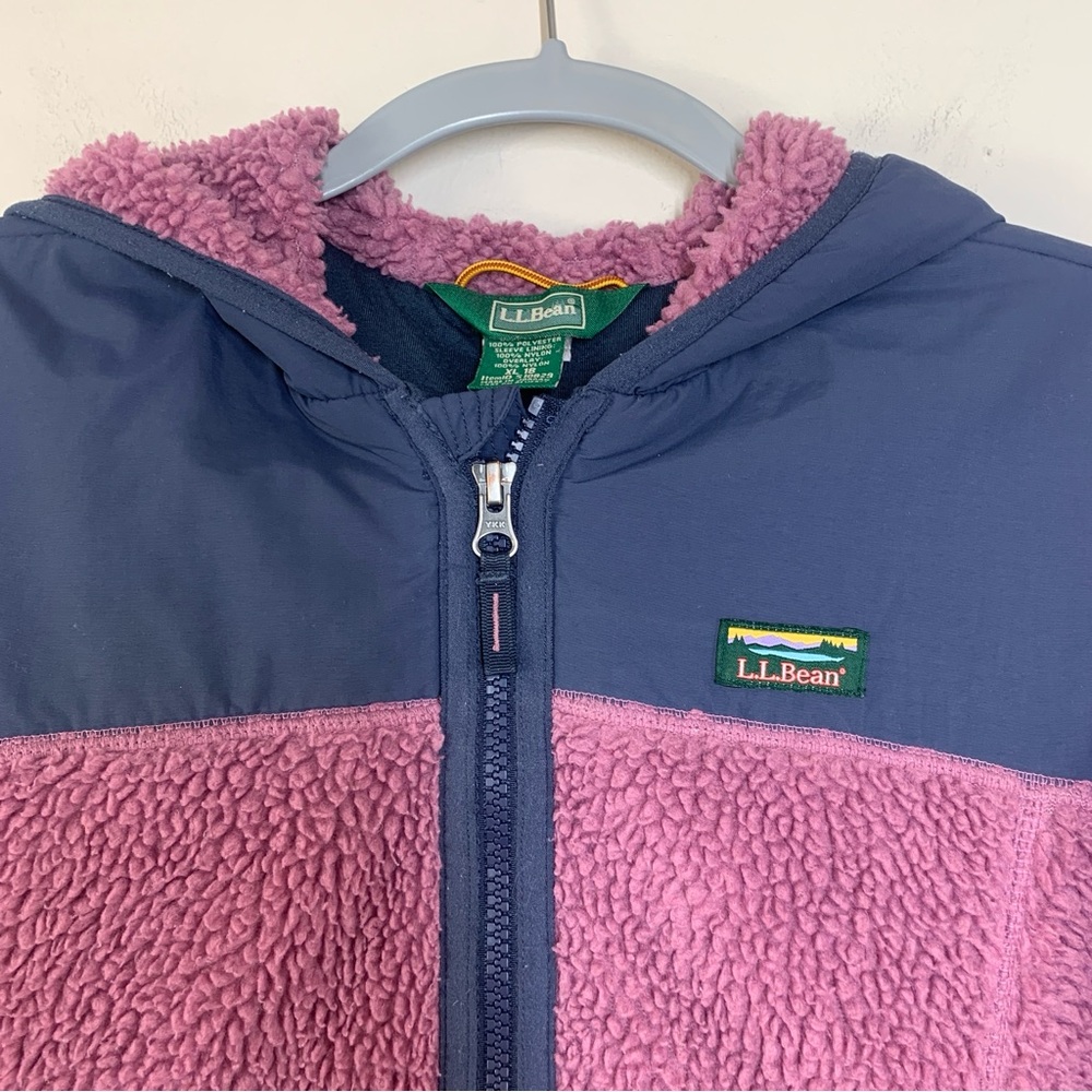L.L.Bean Sherpa Hooded Jacket Punk/Blue -XL 18 - Picture 8 of 14